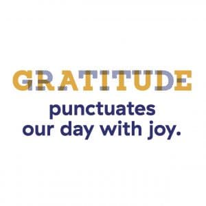 GRATITUDE punctuates our day with joy.