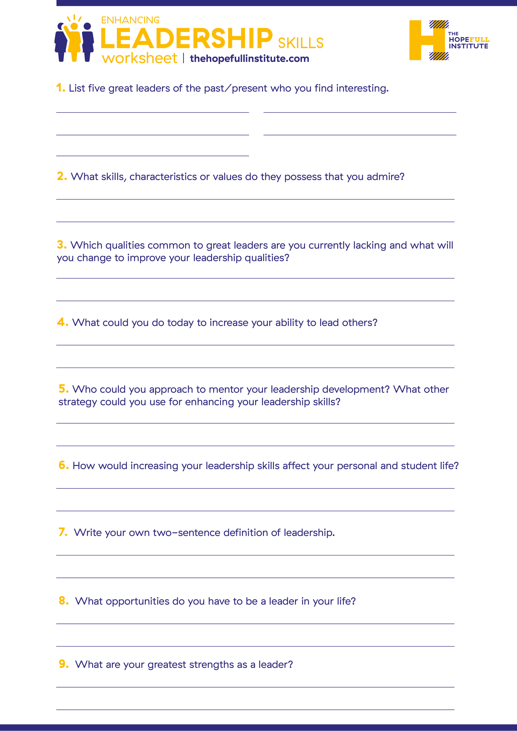 Free Worksheets | The HopeFULL Institute