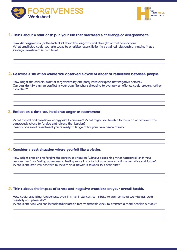 Forgiveness Lesson Plan Pdf Forgiveness for Students | The HopeFULL Institute