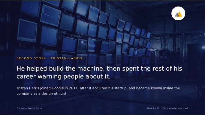 A projection deck slide: He helped build the machine, then spent the rest of his career warning people about it.