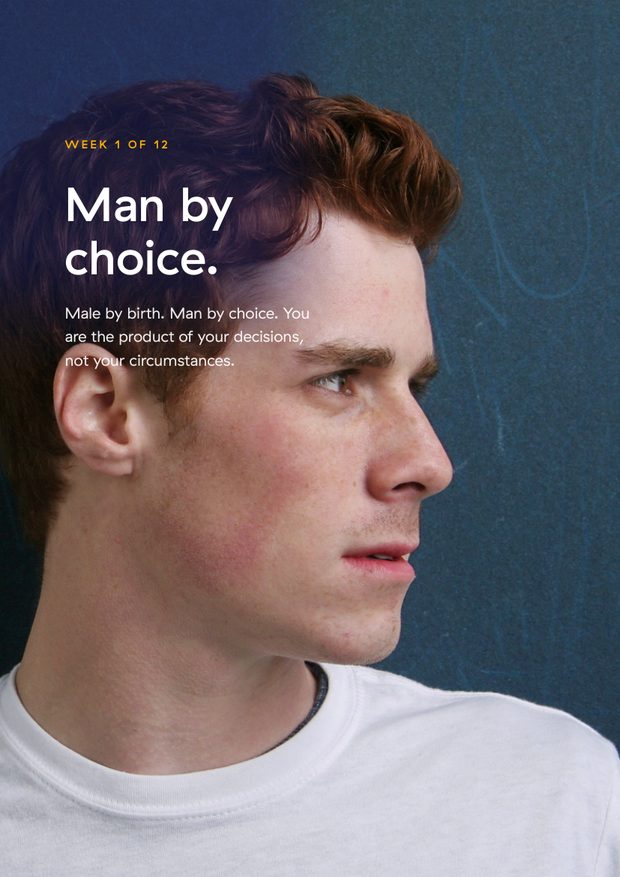 Week 1 divider page: Man by choice.